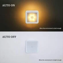 4 件/2 件/1 件 LED 运动传感器夜灯,智能 PIR 传感器橱柜壁灯,易于安装,15 秒自动关闭,暖光和冷光选项,电池供电无线方形传感器灯,适用于浴室、卧室、走廊、楼梯、橱柜 - 白色外殼 - 查看 10