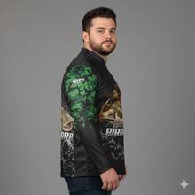 Camisa Hard Fishing Pesca Plus Size Pirarara Verde Leve Com Proteção Uv50+ - Pirarara Verde - Visão 5