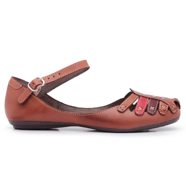 Sandália Feminina Estilo Sapatilha Vermelho com Fecho Lateral