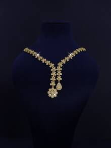 5 Stücke 18K vergoldetes luxuriöses königliches Stil Blumen Quasten Design Braut Hochzeit Schmuckset, modischer Schmuck für Frauen, geeignet für den täglichen Gebrauch, Hochzeit, Gala-Events, Hochzeitsjahrestags-Geschenk (Geschenkbox enthalten)