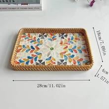 1个/2个水果编织藤托盘，日式方形多功能收纳盒，经久耐用，优雅美观，适合餐厅使用 - 彩色 - 查看 18