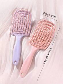 1pc Hollow Comb, Dry/Wet Massage Comb, Portable Styling Wide Tooth Comb, Female Long Hair Fluffy Comb,Shaping Tool,Bathroom Decor - Multicolor - View 4