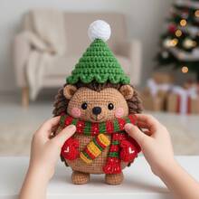 一套圣诞钩针编织入门套装，成人钩针编织入门套装，附带分步文字教程，刺猬DIY编织套装，可爱有趣的家居装饰品，生日、情人节、万圣节和圣诞节礼物 - 彩色 - 查看 4