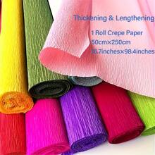 1 Roll Crinkle Paper, Thicker & Longer Options, Colored Thick Crinkle Paper Roll, Comes With 10pcs Green Floral Stem Wire, Suitable For Making Flowers, Origami And Party Decorations, Wedding And Party Handmade Bouquet Materials - Craft Supplies - Multicolor - View 1