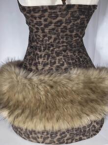 1pc Fashionable Jazz Dance Soft Faux Fur Waist Belt With Tie