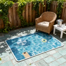 1pc Rubber Bathroom Anti-Slip Floor Mats, Absorbent And Quick-Drying Floor Mats, Cartoon Style Swimming Pool Printed Floor Mats, Diatomaceous Earth Floor Mats, Household Bathroom Wear-Resistant Anti-Slip Foot Mats, Bathroom Floor Mats, Bathroom Toilet Floor Mats, Home Decoration