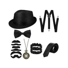 3/4/13pcs Men' 1920s Vintage Accessories Set Great Gatsby Costume Accessories Set Fedora Hat Set For Halloween, 1920s Themed Party - Black - View 1