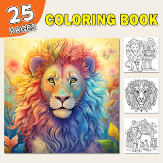 25 页优质厚动物涂色书，充满想象力的场景，加上丰富的插图，带有单面插图的艺术素描本，适合成人和青少年，适合放松和创造力，是万圣节、感恩节、圣诞节和其他节日派对的理想礼物