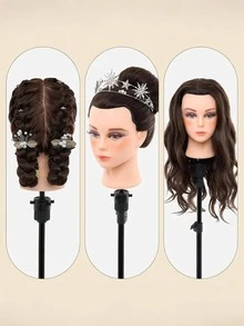 Professional 26 Inch Makeup Practice Head With Wig Weaving Tool And Desktop Stand - DIY Hairstyle Toolkit, Suitable For Beauty Students And Beginners In 2025 # Practice Head Model # Attached Styling Tool # Limited Time Discount - Multicolor - View 8
