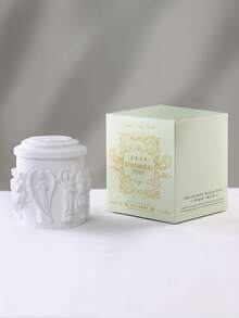 1pc Scented Candle, White Angel Plaster Cup Candle, Suitable For Wedding Chapel, Hotel Room, Christmas Gift, Salon, Gardenia & Cedarwood Scent - White - View 2