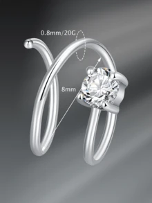 Bộ 2 khuyên mũi đôi bằng thép không gỉ 20G dùng xỏ khuyên mũi đơn, khuyên mũi bạc vàng đen trắng đính đá CZ, khuyên mũi sụn vành tai, khuyên mũi, khuyên mũi vòng, khuyên tai vành tai, trang sức xỏ khuyên mũi cho nữ - vòng mũi - Xem 6