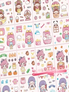 50/100pcs Transparent Waterproof Phone Case Stickers, Cute Non-Repeating Cartoon Stickers For Notebook, Luggage, Christmas Gift Box, PET Stickers (Random Styles) - Multicolor - View 8