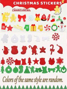 200pcs- Christmas Foam Stickers - Glitter Self-Adhesive Stickers For Crafts, Greeting Cards, Home Decor, And Party Decorations (Christmas Style) - Multicolor - View 7