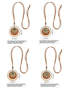 TopHanqi 1pc Women's Vintage Bohemian Personalized Pendant Necklace, Geometric Personalized Big Circle Life Tree Multi-Layer Design Sweater Chain, Suitable For Daily Wear, Party, Commuting, Versatile