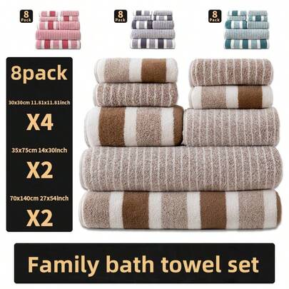 8pcs/Set Coral Fleece Towel Set: 2 Bath Towels, 2 Hand Towels, 4 Face Towels, Luxurious Soft And Absorbent Towels - Ideal For Adults And Youths At Home And Camping, Christmas And Halloween Gifts. Comfortable For Hands And Face - Perfect For Daily Use, SPA And Gym, Soft, Thick, And Absorbent - Suitable For Daily Use And Special Occasion Gifts Shower Towels For Beaty Salon, Hotel Sports,Home Essentials, Towel, Skin Care