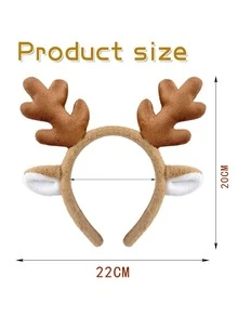 1 pieza Diadema con cuernos de reno navideños, diadema con cuernos de animal esponjosos para Navidad, fiesta de Halloween y cosplay