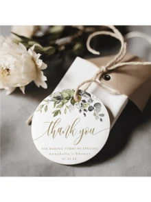 100PCS 1.5 Inch Custom Round Wedding Hang Tags With String,Circle Tags,Printed Wedding Favor Tags, Thank You For Celebrating With Us Tags, Forever Love, Minimalist - Pattern - View 3