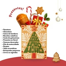 Kit 10 Sacola Santa Claus Presente De Natal 20x15x25cm - 2937 - Visão 3