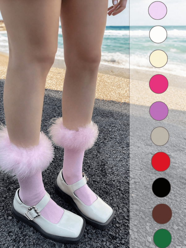 1 Pair Of Women's Colorful Y2K Millennium Vintage Edgy Girl Fuzzy Mid-Calf Socks, Suitable For Spring&Autumn And Winter 
