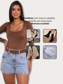 Noble Denim Look Short Mon Jeans Cintura Alta - azul aço - Visão 9