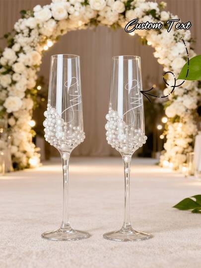 Individualisierbare Champagner-Gläser, Glasbasis, 6oz/180ml Fassungsvermögen, individualisierbar mit Name, Titel und Schleifenfarbe. Hochzeits-Champagnergläser, geeignet für Hochzeiten, Hochzeitsdekoration, personalisiertes Geschirr, Partydekoration, Brautjungferngeschenke, Geburtstage, Junggesellinnenabschiede, Brautduschen und andere besondere Anlässe. Auch geeignet für Braut, Bräutigam, Brautjungfern und Trauzeugen.