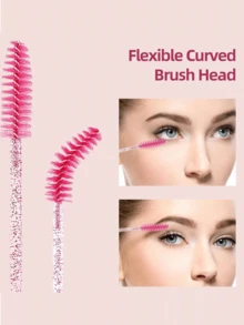 200/100/50/10件套睫毛刷、睫毛膏刷（带收纳盒）、一次性软毛眉刷、睫毛嫁接刷、眉刷、蓖麻油刷（水晶红）、赠品 - 紅色 - 查看 4