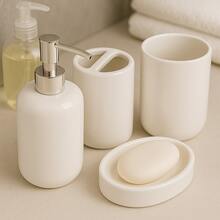 Lavabo Kit Ceramic Bathroom Set 2 Or 3 Pieces - 4 miếng màu trắng trơn - Xem 3