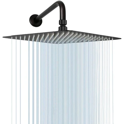 Regadera Tipo lluvia Cuadrada Negro Mate de 20cm con Giroscopio 360° y Conexión Universal Ideal para Zonas con Baja Presión remodelacion, acesorios para baño