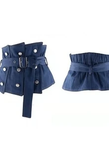 1pc Women's Decorative Denim Wide Waist Belt Shirt Dress Tube Top Vintage Waist Cincher Belt - Multicolor - View 7