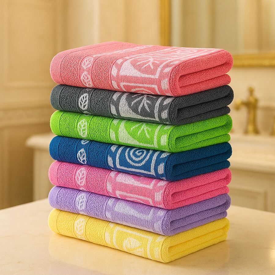 Kit 6 Face Towels Jasmim Collection - 100% Cotton, Thick, Soft Touch And High Durability - 彩色 - 查看 1