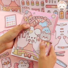 DIY Nail Salon Sticker Toy, Children's Handmade Craft Book, Quiet Cutting Book, Non-Finished Gift, Simulated Nail Salon Scene - Beige - View 2