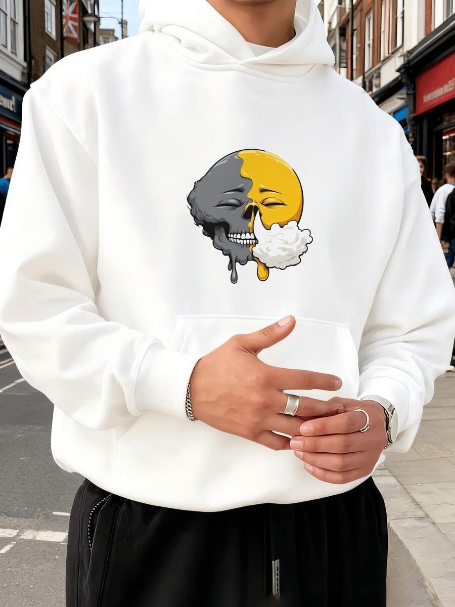Sudadera con capucha delgada para hombres de primavera y otoño, ligera, transpirable, de larga duración, sin apretar los hombros - Blanco - Ver 1