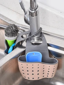 可调节厨房水槽收纳篮 - 水槽沥水架，节省空间的悬挂式碗碟沥水架，水槽碗碟晾干架，多功能悬挂式沥水架，可伸缩碗碟晾干架，塑料水槽置物架，晾干架，皂海绵架，厨房配件收纳架，可放置海绵、刷子和小物件，易于安装在水龙头上 - 彩色 - 查看 10