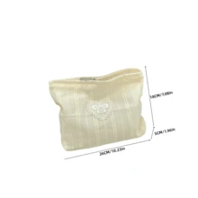 Large Capacity Women's Makeup Bag/Organizer Pouch, Casual Compact Zipper Travel Clutch, Heart & Bow Embroidery Cosmetic Bag, Toiletry Bag, Travel Essential, Cruise Essential, Vacation Essential, Unisex