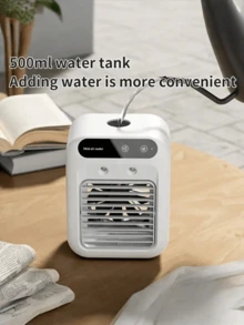 1 Portable Air Conditioner Fan Humidifier Diffuser, Mini Evaporative Air Cooler, Office Humidifier Cooling, Bladeless Desk Fan, With Rechargeable 1800mAh Battery, Misting Cooling Device, Air Conditioner Fan, Suitable For Home And Office