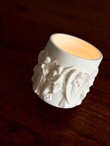 1pc Scented Candle, White Angel Plaster Cup Candle, Suitable For Wedding Chapel, Hotel Room, Christmas Gift, Salon, Gardenia & Cedarwood Scent - White - View 7