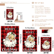 مجموعة 3 قطع من لوحات الجدار الفنية الرجعية، طباعة على قماش كانفاس - بابا نويل، عيد الميلاد مبارك، أشجار عيد الميلاد، رجل الثلج، خلفية حمراء، مع إطار خشبي من الصنوبر، ديكور فني بطراز كلاسيكي رجعي، ديكور عيد الميلاد | ملصق عيد الميلاد | مؤطر أو غير مؤطر، ديكور الغرفة، ديكور المنزل، ديكور غرفة السكن الجامعي، هدايا لديكور الجدران في الفندق، المنزل، غرفة المعيشة، غرفة النوم، الحمام والمكتب