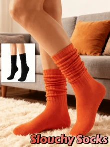 5双装女士袜子 | 圣诞嘉年华狂欢袜 | 多色DIY可叠穿情侣中筒袜 | 厚实针织棉材质 | 宽松袜口 | 男女通用 | 手工叠穿堆堆袜 | 纯色百搭 | 日常时尚穿搭 | 圣诞袜 | 堆堆袜 | 男士礼物 - 彩色 - 查看 2