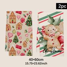 2pcs Christmas Gingerbread Man & Christmas Tree Pattern Kitchen Towels, Soft Polyester Material Dish Cloths, Suitable For Kitchen Decor, Cleaning, Holiday Party Decoration, Kitchen & Bathroom Essentials, Home Decor, Housewarming Gift - Multicolor - View 3