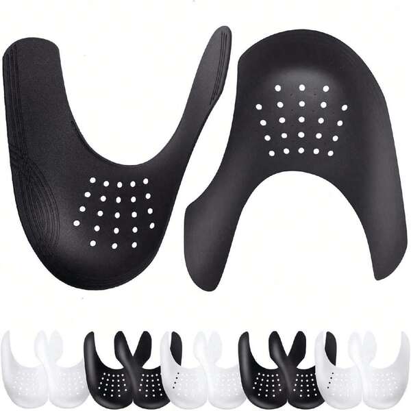 Protector de puntera para zapatos deportivos, talla grande vendido, protector de pliegues para zapatillas de tenis, diseño curvo patentado, unisex, disponible en negro y blanco, previene los pliegues en los zapatos de dormitorio, imprescindible para volver a la escuela y extender la vida útil de los zapatos