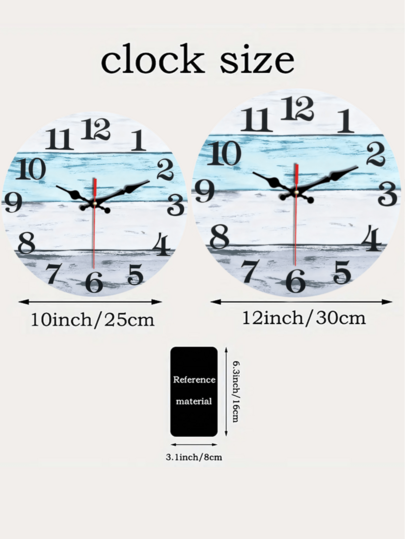 Piece Wooden Wand Clock, Rustic Vintage Country Coastal Worn Blauw Silent Klok Living Room Bedroom, ation, Home Kitchen, Office Halloween ation view 6