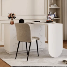 Desk, Rotating L-Shaped Computer Desk, Office Desk, Hairdressing Desk, White 110 - White + MDF - View 6