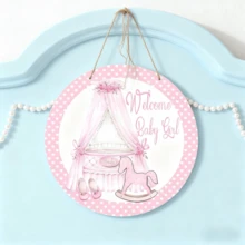 1 pieza Decoración de fiesta para bebé Colgante de madera, Logotipo de bienvenida para revelación de género - Fácil de colgar, Decoración de pared con tema de oso y globos rosas - Perfecto para celebraciones de primer cumpleaños y duchas de adolescentes, Pancarta de feliz cumpleaños