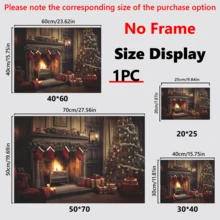 1 Piece Warm Fireplace Christmas Living Room Wall Art Canvas Print, Christmas Tree, Christmas Decor Home,Stockings, Gifts, Ready To Hang, Vintage Nostalgia, For Living Room, Room, Home Wall Decor Or Outdoor Art Winter Decor Sign, Canvas Material Framed
