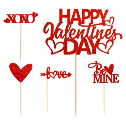 Que cắm bánh cupcake chủ đề Ngày Valentine với hình trái tim mũi tên "Hãy là của anh", que cắm bánh hình trái tim và mũi tên, đồ trang trí bánh kỷ niệm Ngày Valentine cho các cặp đôi.
