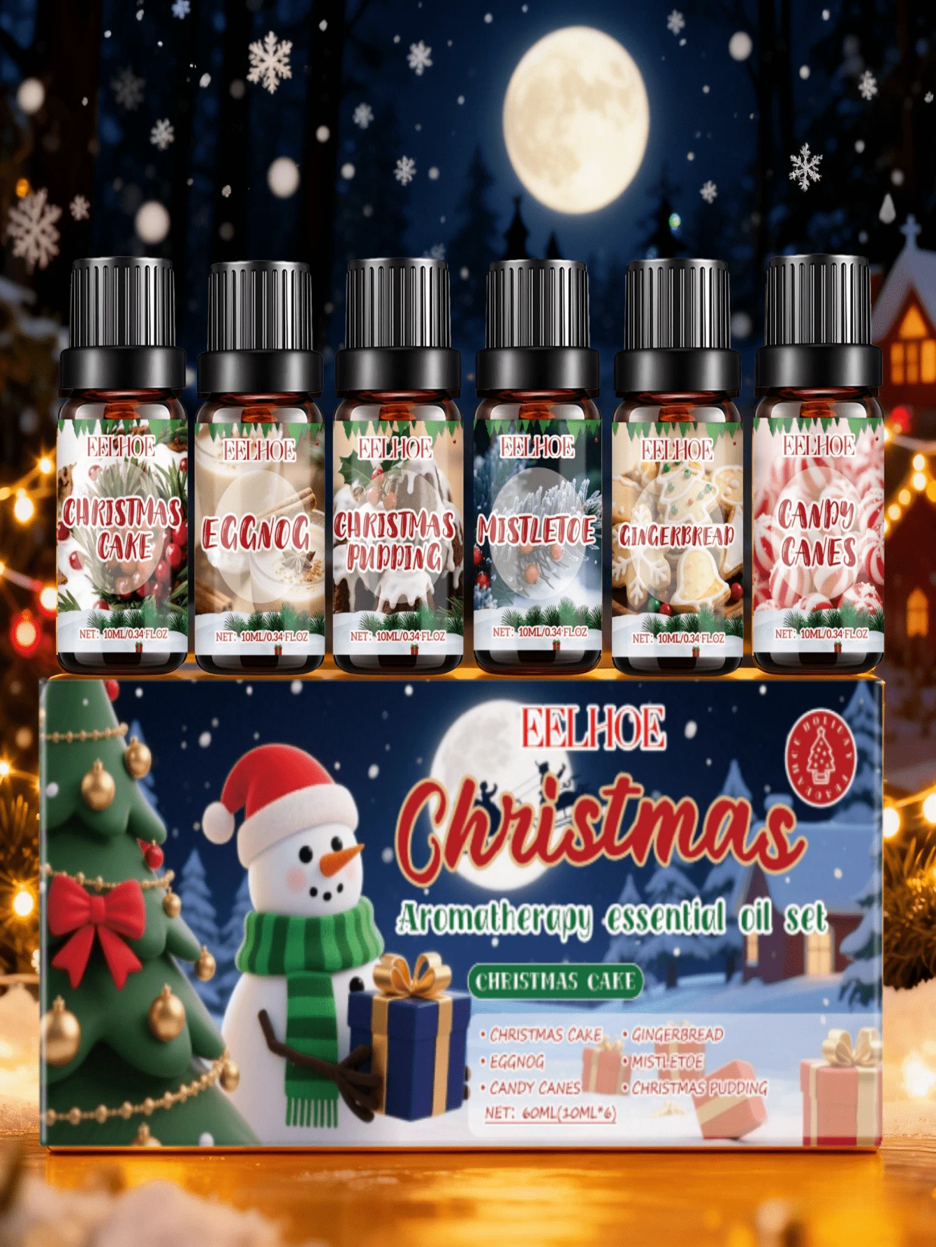 EELHOE Christmas Scented Essential Oil Set, Warm And Cozy Home Fragrance, Fresh And Long-Lasting Gentle Aroma Diffuser Set