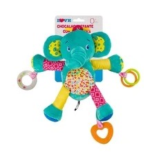 Chocalho Para Bebê Elefante Com Atividades Colorido Love - Multicolorido - Visão 2