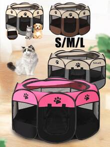 1PC Durable Portable Pet Playpen, Three Sizes Available, With Foldable Dog Playpen, Pet Cat Playpen, Suitable For Indoor Cats, Outdoor Tent Cage, Suitable For Kittens And Puppies, Suitable For RV Campers, Durable Oxford Cloth With Removable Zipper, Portable Octagonal Design - 彩色 - 查看 2