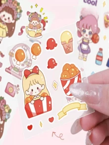 50/100pcs Transparent Waterproof Phone Case Stickers, Cute Non-Repeating Cartoon Stickers For Notebook, Luggage, Christmas Gift Box, PET Stickers (Random Styles) - Multicolor - View 7