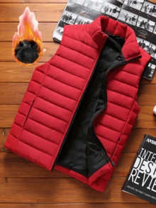 1pc Men's Sleeveless Jacket, Stand Collar, Warm And Fashionable, Suitable For Autumn And Winter, For Fall